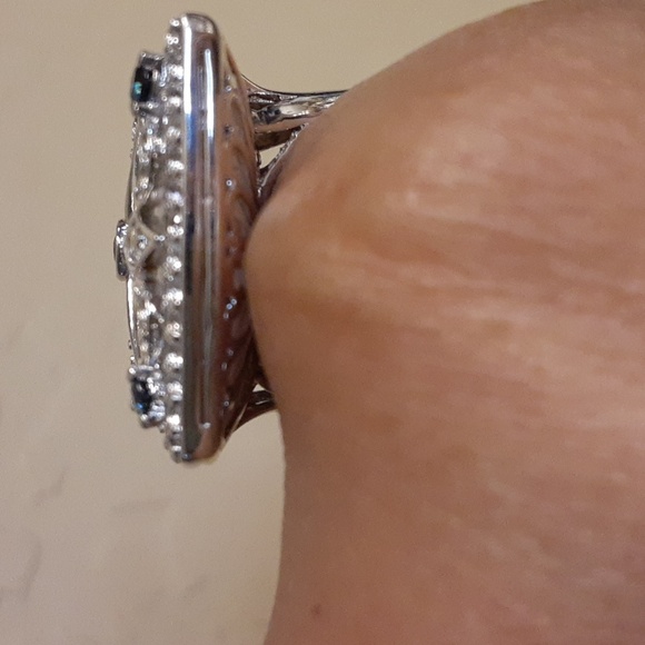 925 White Topaz, Blue Sapphire, White Agate. MAGNIFICENT design, FIRM. - Picture 6 of 11